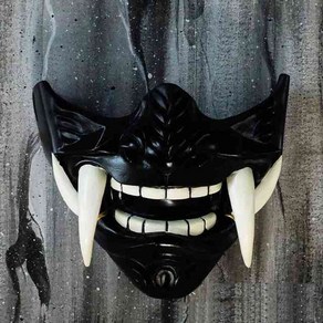 얼굴가면 마스크 Adult unisex latex japanese pajna hannya noh kabuki demon samuai half face mask 할로윈 블루, 협력사, 검은색