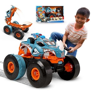 Hot Wheels RC Monste Tucks HW 데모 더비 1:15 스케일 원격 제어 장난감 트럭 지형 액션 타이어 포함, Rhinomite, 1개