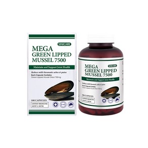 시니케어 초록입홍합 7500mg 180캡슐 (Mega Green Lipped Mussel) 메가 초록홍합 초록잎