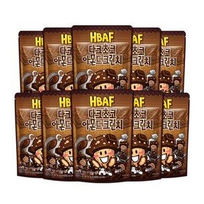 HBAF 바프 다크초코 아몬드 크런치 100g X 10봉, 10개