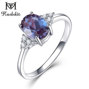 kuololit 1.5 ct lab Gown alexandite gemstone ing fo women 진짜 925 스털링 실버 반지 585 로즈 골드 타원형 알렉산드라이트