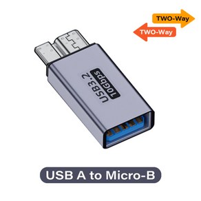 USB C to 마이크로 B 연장 어댑터 노트북 휴대폰 핸드폰 하드 드라이브 디스크 호환 삼성 용 타입 암 케이블 10Gbps USB3.0, [02] B, 1개
