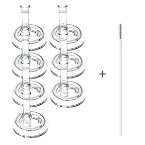 순수아 리필빨대 빨대꼭지-5개 6개 7개 8개+빨대솔1개 빨대컵 리필 교체용 젖병빨대 더블하트 그로미미 등 타사와이드형 호환가능, 투명