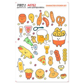 A0762-꾸밈인스스티커_깜찍이음식캐릭터4, 1개