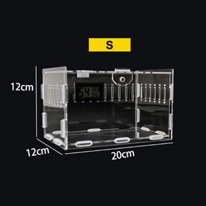 커넥티브 아크릴 도마뱀 사육장 크레스티드 게코 케이지, 1개, 아크릴 사육장 + 온도계 세트 S(20x12x12cm)