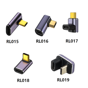 C타입 꺾임 젠더 초고속 USB4 GEN3 40Gbps PD 충전 영상 데이터 ㄱ자 ㄷ자, RL018, 1개