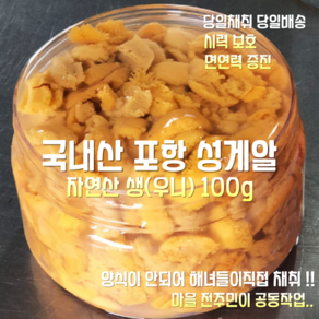 [산지 직송] 국내산 자연산 포항 통영 생 성게알 우니 100g, 1세트, 포항.통영 생 성게알 우니 100g