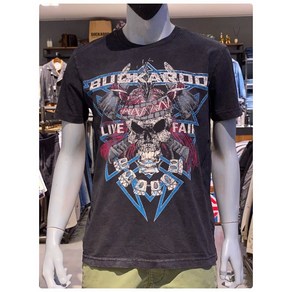 [버커루][BUCKAROO JEANS][!다신없을 득템기회!] 남녀 공용 !쿨소재!유니 30수 빈티지 SKULL 타투 티셔츠