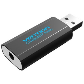 벤션 USB 사운드카드 어댑터 스테레오 외장형 블랙, VAB-S16-B, 1개