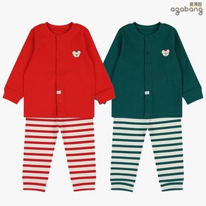 아가방 중계점 마스 상하 2Colo (GREEN RED) *24년 겨울신상* 크리스마스를 닮은 색감의 가볍고 편안한 착용감의 매일 입고 싶은 긴팔 내의 상하 세트