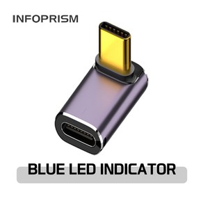 INFOPRISM / LED 점등 USB 4.0 C타입 PD 240W 40Gbps 썬더볼트 각도 변환 꺾임 젠더 90도 180도 L형 U형 ㄱ형 IA-929, 모델 F / C타입 암-수 L형, 1개