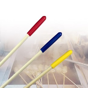 3색 컬러 오뎅꼬지 캡 세트 빨강 파랑 노랑 색상구별 고무캡 대나무꼬지 40cm 묶음상품, 300개, 1세트