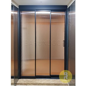 07번 초슬림3연동 블랙 모루세로강화유리 // 현관중문 시공비포함 소음차단 반려견안전 맞춤제작 아파트빌라중문, 1개