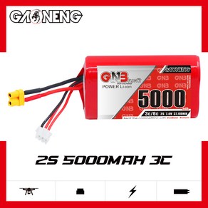 GAONENG 가오능 GNB RC 드론 조종기용 Jumpe T20 GEMINI FPV LiPo 배터리 5000MAH 2S 7.4V 3C, 1pcs, 1개