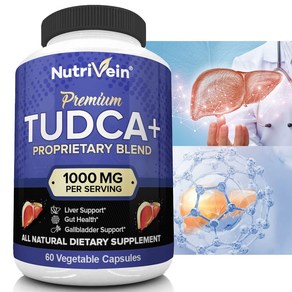 Nutivein TUDCA+ 간 지원 보충제 1000mg - 간 건강을 위한 간 해독 및 정화, 1개, 60정