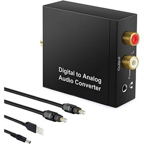 Geatsta디지털아날로그 변환기 디지털아날로그 오디오 변환기DAC Optical Coax to Analog RCA 어댑터오디오 L/R 컨버터 어댑터광케이블 3.5mm 및, 1개