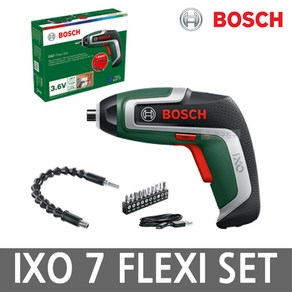 보쉬 IXO 7 FLEXI SET 충전 스크류 드라이버 3.6V 2.0Ah 비트 10종 플렉시블 비트 홀더, 1개