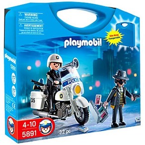 플레이모빌 5891 Thief Robber Figure Carrying Case with Motorcycle Cop Police