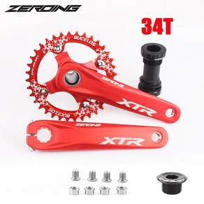 XTR XT 104BCD 자전거 크랭크셋 32T 34T 36T 38T MTB 크랭크셋 초경량 170mm 크랭크 암(시마노용 하단 브래킷 포함), 14 34T-BB Red, 1개