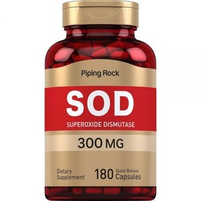 Piping Rock Supeoxide Dismutase  SOD 300mg 180캡슐 GMO 프리 글루텐 프리 보충제, 1개, 180정