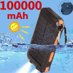 YAPOGI®2022 Watepoof Sola Powe Bank 100000mAh Potable Extenal Battey Chage Auxiliay batte, 블루, 블루