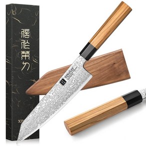 XINZUO 21.5cm - Gyuto Bunka - + - 다마스커스 강철 요리사 칼 전문 부엌 칼, 1개