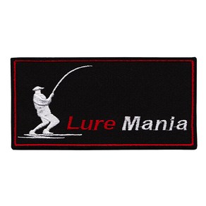 와펜 E963 - Lure Mania 낚시 사각 블랙 마크 패치 와펜