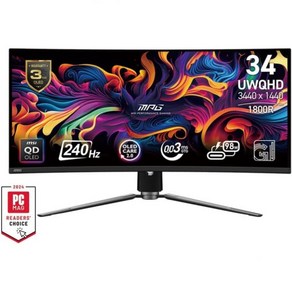 MSI MPG 341CQPX QD-OLED 34인치 커브드 OLED 게이밍 모니터 3440 x 1440(UWQHD) 0.03ms 응답 시간 240Hz 트루 블랙 HDR 40