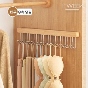 아이위크 인출식 옷걸이 속옷 나시 넥타이 벨트 슬라이드 옷장 걸이 우측 12구, 1개, 원목색