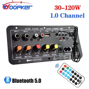 오디오앰프 woopke 증폭기 보드 블루투스 aux tf 카드 usb 30-120w fo 4 ohm 40w 스피커 110v 220v 12v 24v 서브우퍼용 오디오 앰프, d10 영국 플러그, 1개