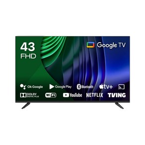 큐빅스 FHD LED 스마트 TV 109cm(43인치) 구글 안드로이드 11 HDR 블루투스 WIFI 넷플릭스 유튜브 에너지효율 1등급 스탠드 벽걸이 방문설치, LE-431FSGA, 스탠드형, 고객직접설치, 스탠드형 택배배송