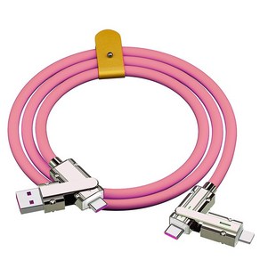 4in1 c타입 아이폰 usb 고속충전 케이블 1m, 파스텔핑크, 1개