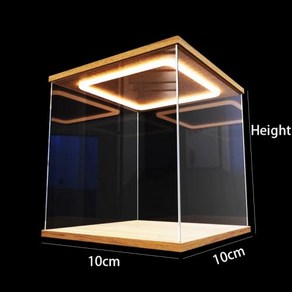 액션 피규어 디스플레이용 문짝 아크릴 투명 디스플레이 캐비닛 자동차 모델용 링 LED 조명 먼지 보관 케이스 조립, height 10cm, 10x10cm