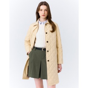 24SS [추가SALE]베이지 벨티드 롱 경량퀼팅점퍼 HSJU4AC11I2