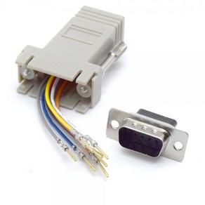 티테크 RJ45 8P8C(F) to DB9(M) 조합 커넥터/T-PASS-DB9M/콘솔단자 연결 패시브 2열 9핀(수) 타입/RJ45(암) 커넥터를 DSUB 9핀(수) 으로 변경하, 1개