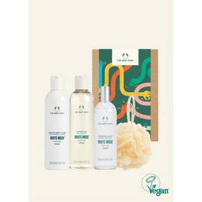 더바디샵 화이트 머스크 샤워젤 250ML + 화이트 머스크 바디로션 250ML + 화이트 머스크 바디미스트 + 미니릴리 4종 바디케어 선물세트 (선물포장)