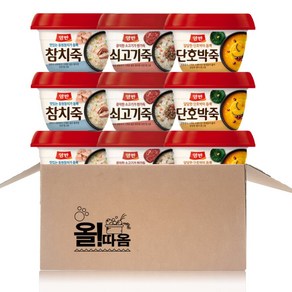 올따옴기획 동원양반 용기죽 단호박죽3개+쇠고기죽3개+참치죽3개, 1세트