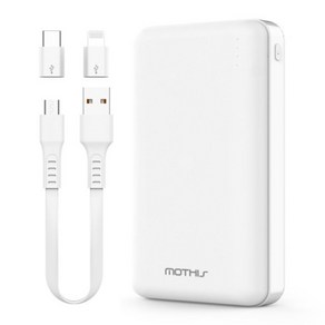 모디스 슬림 대용량 보조배터리 20000mAh 5핀케이블 C타입 8핀 젠더, 화이트, 모디스 슬림 듀얼 보조배터리 20000mAh