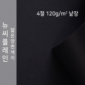 뉴씨플레인 종이문화 얇은 양면색지 120g 4절 낱장 1매 No.47 검정색, 1장