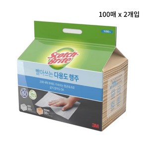 3M 스카치브라이트 빨아쓰는 다용도 행주 10매입, 100매입, 2개