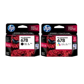 [HP] 완전 정품 DESKJET INK 1015 프린터전용 HP678검정+HP678칼라 잉크 세트, 1개