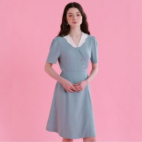 비키 배색 물결 카라 랩 원피스 TGOAD2543