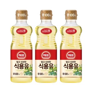 해표 콩기름 500ml 식용유 대두유 오일 튀김 기름 업소용, 3개