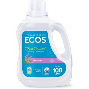 ECOS 세탁 세제 액체 100개입 - 피부과 테스트를 거친 비누 저자극성 EPA Safer Choice 인증 식물 유래 라벤더 100 Fl Oz