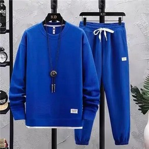 라운드 넥 긴팔 바지 스포츠 운동복 가을, 8.blue set, 1개, G.4XL