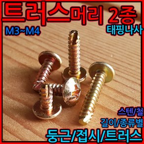 트러스 머리 태핑 나사 스텐 둥근 접시 우산 피스 볼트 2종 m3 m4 m5냄비 커팅, 4-4 접시머리(M4), 4x14mm-42개(2종), 1개