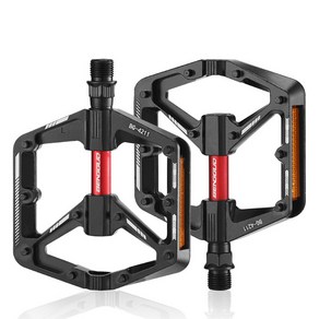 Allilio 자전거 페달 알루미늄 합금 초경량 미끄럼 방지 평페달 MTB 로드자전거, 1세트, 블랙