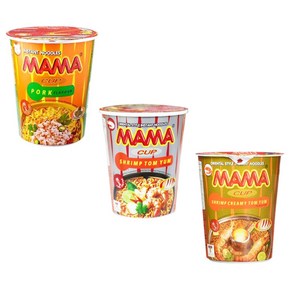 태국 마마 컵라면 포크/쉬림프톰얌/크리미톰얌 70G 3종(각1개씩) 똠양꿍 MAMA CUP SHRIMP TOMYUM, 3개