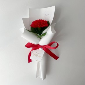 [로기블룸] 어버이날 비누 카네이션 한송이 꽃다발 스승의날, 레드
