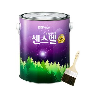 KCC 센스멜골드 에나멜 페인트 목재 철재 유광 1L + 붓세트, 백색, 1000ml, 1개